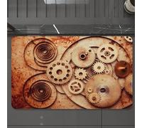 EMCLKS Tappeto Bagno 60x90 cm,Vintage, Mechanische Uhren Details Alte Rusty Look Backdrop Gears Steampunk,Tappetino Assorbente e Antiscivolo in Microfibra per Bagno,Cucina,Camera da Letto,Corridoio