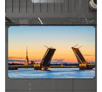 EMCLKS Tappeto Bagno 60x90 cm,Vista da cartolina del Ponte del Palazzo con la Fortezza di Pietro e Paolo,Tappetino Assorbente e Antiscivolo in Microfibra per Bagno,Cucina,Camera da Letto,Corridoio