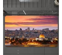 EMCLKS Tappeto Bagno 60x90 cm,Vista dal Monte degli Ulivi alla Città Vecchia di Gerusalemme,Tappetino Assorbente e Antiscivolo in Microfibra per Bagno,Cucina,Camera da Letto,Corridoio