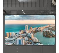 EMCLKS Tappeto Bagno 60x90 cm,Vista dall'elicottero di South Beach Miami.,Tappetino Assorbente e Antiscivolo in Microfibra per Bagno,Cucina,Camera da Letto,Corridoio