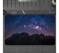 EMCLKS Tappeto Bagno 60x90 cm,Vista notturna della montagna naturale con lo spazio dell'universo della gal,Tappetino Assorbente e Antiscivolo in Microfibra per Bagno,Cucina,Camera da Letto,Corridoio