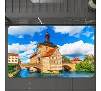 EMCLKS Tappeto Bagno 60x90 cm,Vista panoramica estiva dell'architettura della Città Vecchia con l'edificio,Tappetino Assorbente e Antiscivolo in Microfibra per Bagno,Cucina,Camera da Letto,Corridoio
