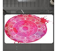 EMCLKS Tappeto Bagno 60x90 cm,Yoga Round Pink Acquerello con motivo artistico di cavolo riccio,Tappetino Assorbente e Antiscivolo in Microfibra per Bagno,Cucina,Camera da Letto,Corridoio