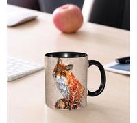 EMCLKS Tazze colazione,Durevole,Tazze Caffe e The 330ml,Idee Regalo Regali Natale,Mug per Lavastoviglie e Microonde,Fox, un ritratto di rossa con pennellate vivaci ad acquerello