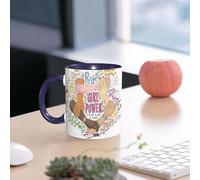 EMCLKS Tazze colazione,Durevole,Tazze Caffe e The 330ml,Idee Regalo Regali Natale,Mug per Lavastoviglie e Microonde,Concetto di femminismo. Illustrazione disegnata a mano con il tema del Girl Power.
