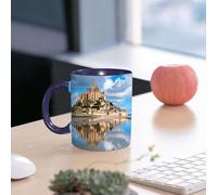 EMCLKS Tazze colazione,Durevole,Tazze Caffe e The 330ml,Idee Regalo Regali Natale,Mug per Lavastoviglie e Microonde,Chateau Mont Abbey Saint Tourist Michele Francia Michel Normandia Medievale Mont Br