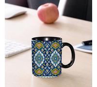 EMCLKS Tazze colazione,Durevole,Tazze Caffe e The 330ml,Idee Regalo Regali Natale,Mug per Lavastoviglie e Microonde,Motivo marocchino, autentico orientale con piastrelle effetto vintage biz