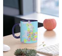 EMCLKS Tazze colazione,Durevole,Tazze Caffe e The 330ml,Idee Regalo Regali Natale,Mug per Lavastoviglie e Microonde,Mappa dell'Inghilterra, mappa delle divisioni amministrative multicolori