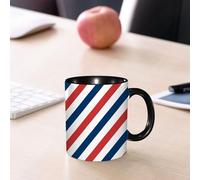 EMCLKS Tazze colazione,Durevole,Tazze Caffe e The 330ml,Idee Regalo Regali Natale,Mug per Lavastoviglie e Microonde,Uno sfondo a strisce geometriche nei colori rosso, bianco e blu