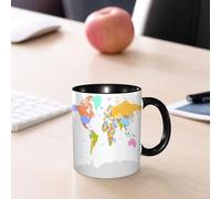 EMCLKS Tazze colazione,Durevole,Tazze Caffe e The 330ml,Idee Regalo Regali Natale,Mug per Lavastoviglie e Microonde,Mappa, mappa politica del mondo molto dettagliata