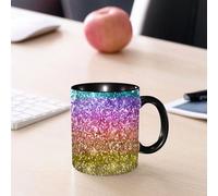 EMCLKS Tazze colazione,Durevole,Tazze Caffe e The 330ml,Idee Regalo Regali Natale,Mug per Lavastoviglie e Microonde,Diamanti color arcobaleno, colore sfumato, glitter