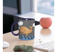 EMCLKS Tazze colazione,Durevole,Tazze Caffe e The 330ml,Idee Regalo Regali Natale,Mug per Lavastoviglie e Microonde,Balena, carta di legno come una balena disegnata in aria con un'immagine di balena