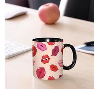 EMCLKS Tazze colazione,Durevole,Tazze Caffe e The 330ml,Idee Regalo Regali Natale,Mug per Lavastoviglie e Microonde,Bacio, colori vibranti, labbra sexy, glamour, moda, cosmetici, trucco, tema, ragazz