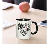 EMCLKS Tazze colazione,Durevole,Tazze Caffe e The 330ml,Idee Regalo Regali Natale,Mug per Lavastoviglie e Microonde,Bacio, motivo a pelle di leopardo selvatico a forma di cuore e un Ki