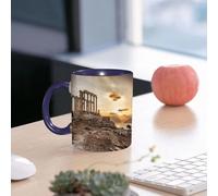 EMCLKS Tazze colazione,Durevole,Tazze Caffe e The 330ml,Idee Regalo Regali Natale,Mug per Lavastoviglie e Microonde,Famoso tempio greco di Poseidone a Capo Sounion in Grecia