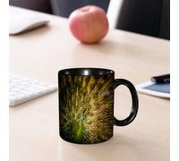 EMCLKS Tazze colazione,Durevole,Tazze Caffe e The 330ml,Idee Regalo Regali Natale,Mug per Lavastoviglie e Microonde,Set di pavoni, ritratto di pavone maschio con piume Immagine in colori scuri Modern