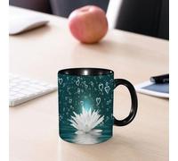 EMCLKS Tazze colazione,Durevole,Tazze Caffe e The 330ml,Idee Regalo Regali Natale,Mug per Lavastoviglie e Microonde,Cuore da sogno con fiore di loto bianco che galleggia nell'acqua, bellissimo verde