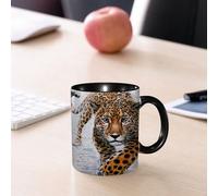EMCLKS Tazze colazione,Durevole,Tazze Caffe e The 330ml,Idee Regalo Regali Natale,Mug per Lavastoviglie e Microonde,Leopardo, ritratto animato di un leopardo con colori macchiati come l'inchiostro
