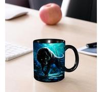 EMCLKS Tazze colazione,Durevole,Tazze Caffe e The 330ml,Idee Regalo Regali Natale,Mug per Lavastoviglie e Microonde,Lupo Ombra con occhi luminosi come laser