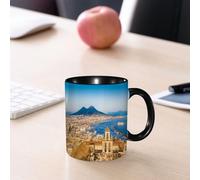 EMCLKS Tazze colazione,Durevole,Tazze Caffe e The 330ml,Idee Regalo Regali Natale,Mug per Lavastoviglie e Microonde,L'affascinante paesaggio di Napoli, gli edifici storici e il porto trafficato