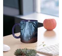 EMCLKS Tazze colazione,Durevole,Tazze Caffe e The 330ml,Idee Regalo Regali Natale,Mug per Lavastoviglie e Microonde,Decorazioni da fattoria, Foresta di Crimea cupa e fioca con cespugli vorticosi, Fot