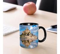 EMCLKS Tazze colazione,Durevole,Tazze Caffe e The 330ml,Idee Regalo Regali Natale,Mug per Lavastoviglie e Microonde,Chateau Mont Abbey Saint Tourist Michele Francia Michel Normandia Medievale Mont Br