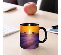EMCLKS Tazze colazione,Durevole,Tazze Caffe e The 330ml,Idee Regalo Regali Natale,Mug per Lavastoviglie e Microonde,Paesaggio estivo al tramonto con due alberi nei pressi di Valensole e campo di lava