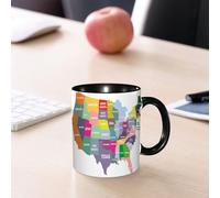 EMCLKS Tazze colazione,Durevole,Tazze Caffe e The 330ml,Idee Regalo Regali Natale,Mug per Lavastoviglie e Microonde,Mappa, Stati Uniti Mappa con i nomi degli stati in America