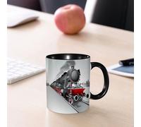 EMCLKS Tazze colazione,Durevole,Tazze Caffe e The 330ml,Idee Regalo Regali Natale,Mug per Lavastoviglie e Microonde,Illustrazione di un treno a vapore, opera d'arte a tema in movimento, treno a vapor