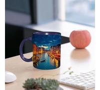 EMCLKS Tazze colazione,Durevole,Tazze Caffe e The 330ml,Idee Regalo Regali Natale,Mug per Lavastoviglie e Microonde,Venice Deor, scene della spiaggia della città di Venezia, architettura notturna del