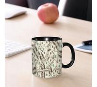 EMCLKS Tazze colazione,Durevole,Tazze Caffe e The 330ml,Idee Regalo Regali Natale,Mug per Lavastoviglie e Microonde,Sfondo astratto con banconote da cento dollari.