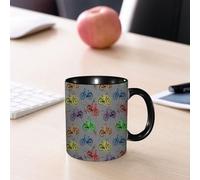 EMCLKS Tazze colazione,Durevole,Tazze Caffe e The 330ml,Idee Regalo Regali Natale,Mug per Lavastoviglie e Microonde,motivo astratto senza soluzione di continuità per tessuti con biciclette su spray m