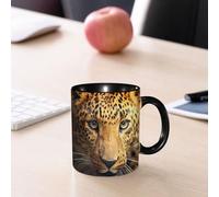 EMCLKS Tazze colazione,Durevole,Tazze Caffe e The 330ml,Idee Regalo Regali Natale,Mug per Lavastoviglie e Microonde,Leopardo, leopardo da vicino ritratto sguardo selvaggio primo piano