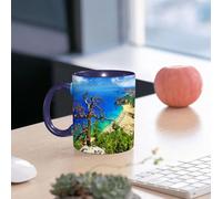 EMCLKS Tazze colazione,Durevole,Tazze Caffe e The 330ml,Idee Regalo Regali Natale,Mug per Lavastoviglie e Microonde,fantastiche spiagge della Grecia - baia di Tsambika sull'isola di Rodi