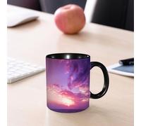 EMCLKS Tazze colazione,Durevole,Tazze Caffe e The 330ml,Idee Regalo Regali Natale,Mug per Lavastoviglie e Microonde,Tramonto con vista del cielo rosa che colora il cielo e le nuvole, immagine a tema