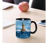 EMCLKS Tazze colazione,Durevole,Tazze Caffe e The 330ml,Idee Regalo Regali Natale,Mug per Lavastoviglie e Microonde,Faro gabbiani uccelli architettura barriera corallina marittima pesci sott'acqua,