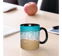 EMCLKS Tazze colazione,Durevole,Tazze Caffe e The 330ml,Idee Regalo Regali Natale,Mug per Lavastoviglie e Microonde,Paesaggio di spiaggia tranquilla con stelle marine, paesaggio costiero di vita mari