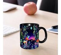 EMCLKS Tazze colazione,Durevole,Tazze Caffe e The 330ml,Idee Regalo Regali Natale,Mug per Lavastoviglie e Microonde,Foresta magica con un enorme fiume di funghi e una mistica luce viola. Illustrazion