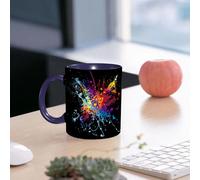 EMCLKS Tazze colazione,Durevole,Tazze Caffe e The 330ml,Idee Regalo Regali Natale,Mug per Lavastoviglie e Microonde,Disegno di macchie di inchiostro colorate e luminose su sfondo nero
