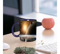 EMCLKS Tazze colazione,Durevole,Tazze Caffe e The 330ml,Idee Regalo Regali Natale,Mug per Lavastoviglie e Microonde,Scena mattutina aliena con più corpi celesti e pianeti in orbita