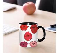 EMCLKS Tazze colazione,Durevole,Tazze Caffe e The 330ml,Idee Regalo Regali Natale,Mug per Lavastoviglie e Microonde,Baci, donna sexy con labbra a forma di cuore che bacia una donna che ama andare