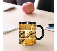 EMCLKS Tazze colazione,Durevole,Tazze Caffe e The 330ml,Idee Regalo Regali Natale,Mug per Lavastoviglie e Microonde, Raccolto, collage di storie di grano, vari tipi di pane, cultura della panificazio