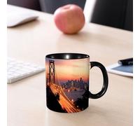 EMCLKS Tazze colazione,Durevole,Tazze Caffe e The 330ml,Idee Regalo Regali Natale,Mug per Lavastoviglie e Microonde,Il magnifico skyline della città sotto il sole al tramonto a San Francisco