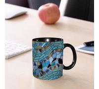 EMCLKS Tazze colazione,Durevole,Tazze Caffe e The 330ml,Idee Regalo Regali Natale,Mug per Lavastoviglie e Microonde,ciottoliBlu, collage di vetri rotti, mosaico