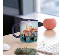 EMCLKS Tazze colazione,Durevole,Tazze Caffe e The 330ml,Idee Regalo Regali Natale,Mug per Lavastoviglie e Microonde,Dipinto ad acquerello di Venezia, paesaggio urbano di Venezia, gondole antiche, sce