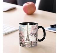 EMCLKS Tazze colazione,Durevole,Tazze Caffe e The 330ml,Idee Regalo Regali Natale,Mug per Lavastoviglie e Microonde,Dipinto ad olio, Veduta di Parigi. Paesaggio delicato