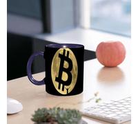 EMCLKS Tazze colazione,Durevole,Tazze Caffe e The 330ml,Idee Regalo Regali Natale,Mug per Lavastoviglie e Microonde,La luna, simbolo del bitcoin e figura umana. Formato vettoriale.