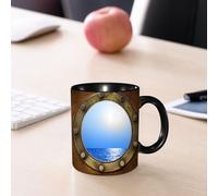 EMCLKS Tazze colazione,Durevole,Tazze Caffe e The 330ml,Idee Regalo Regali Natale,Mug per Lavastoviglie e Microonde,Finestra per barca Marrone Oro Blu, Crema Blu Navy Rosso