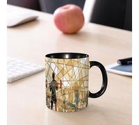 EMCLKS Tazze colazione,Durevole,Tazze Caffe e The 330ml,Idee Regalo Regali Natale,Mug per Lavastoviglie e Microonde,Disegno illustrato in mosaico batik di persone che si allenano in palestra