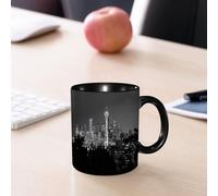 EMCLKS Tazze colazione,Durevole,Tazze Caffe e The 330ml,Idee Regalo Regali Natale,Mug per Lavastoviglie e Microonde,Skyline di Seattle, paesaggio urbano con Space Needle in bianco e nero